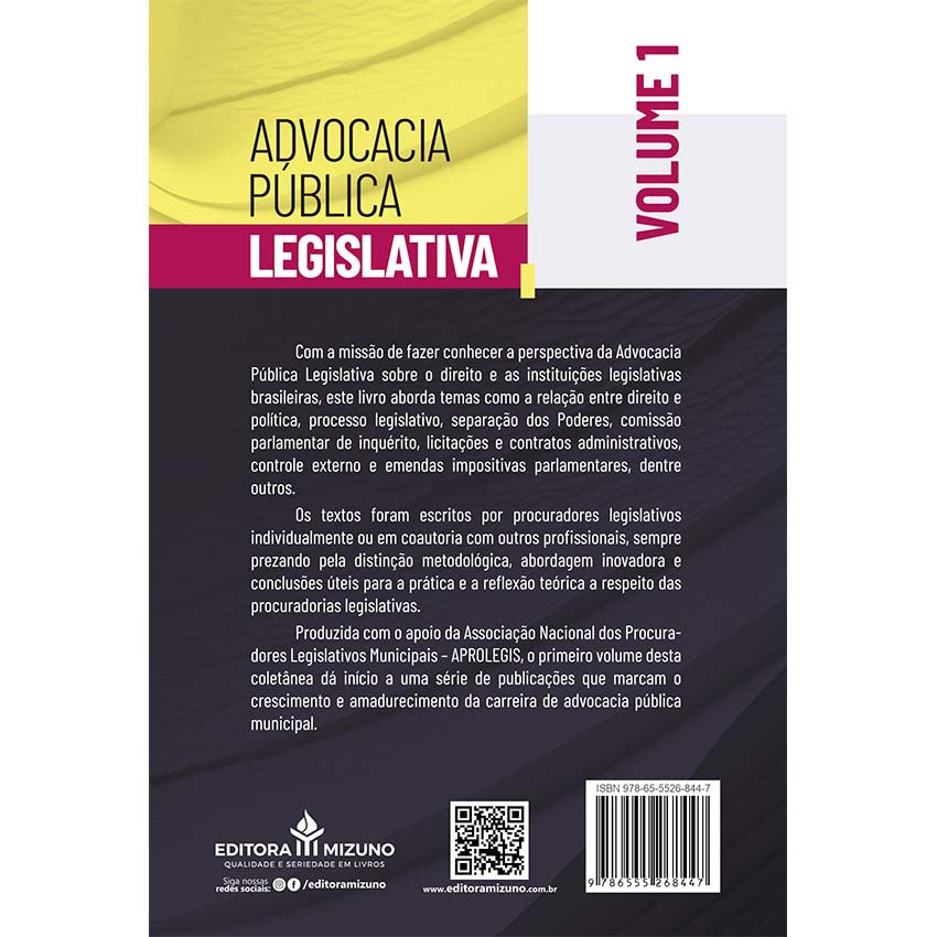 Advocacia Pública Legislativa - Desafios e Perspectivas - Volume 1 editoramizuno