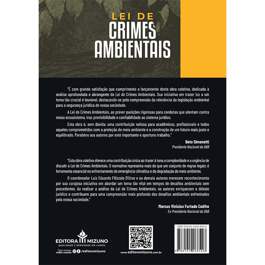 Lei de Crimes Ambientais - Lei nº 9.605/98 (2024) editoramizuno