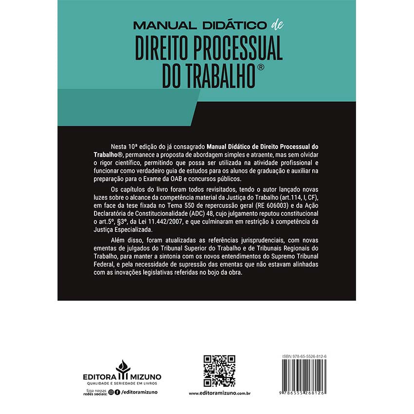 Manual Didático de Direito Processual do Trabalho 10ª edição (2024) - editoramizuno