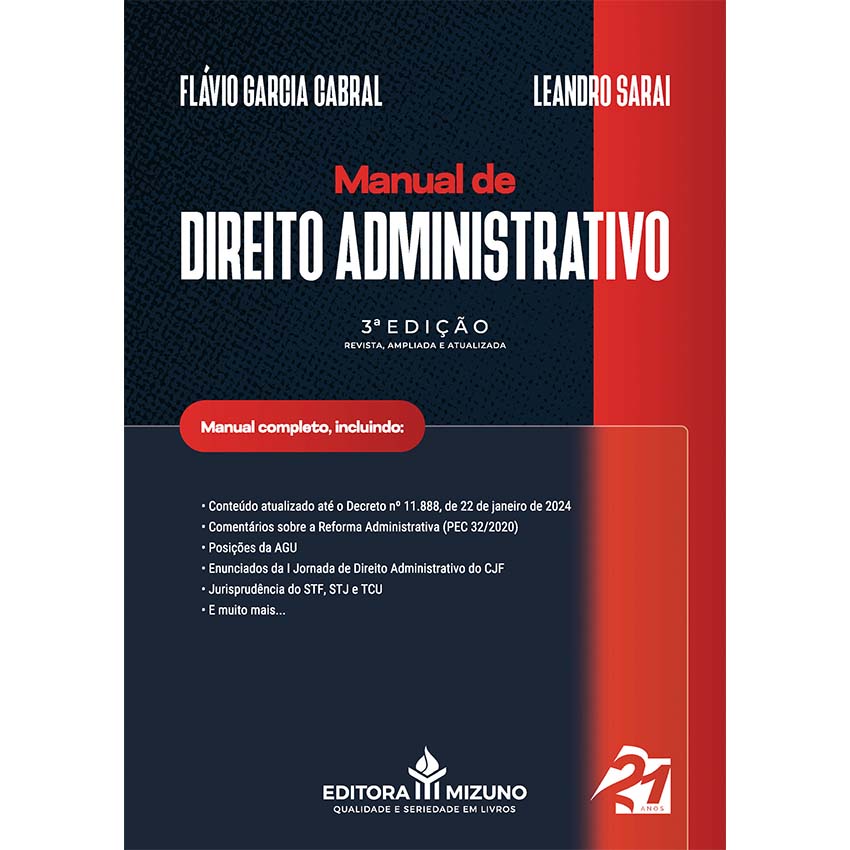 Manual de Direito Administrativo 3ª Edição - Flavio Cabral 2024 editoramizuno