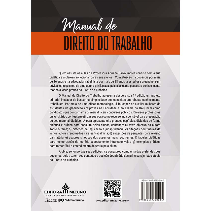 Manual de Direito do Trabalho 8ª edição editoramizuno